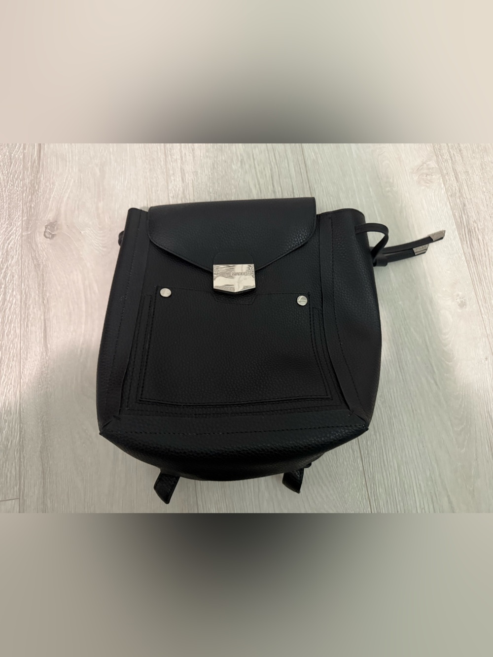 Steve Madden Black Leatherette Backpack - Sleek Everyday Carry